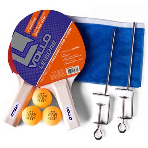 Kit Tênis de Mesa Ping Pong 2 Raquetes e 3 Bolas e Rede Vollo